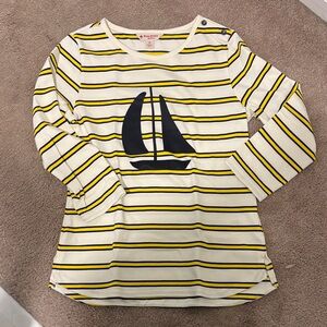 Brooks Brothers Yellow and Blue Striped Sailboat Tee